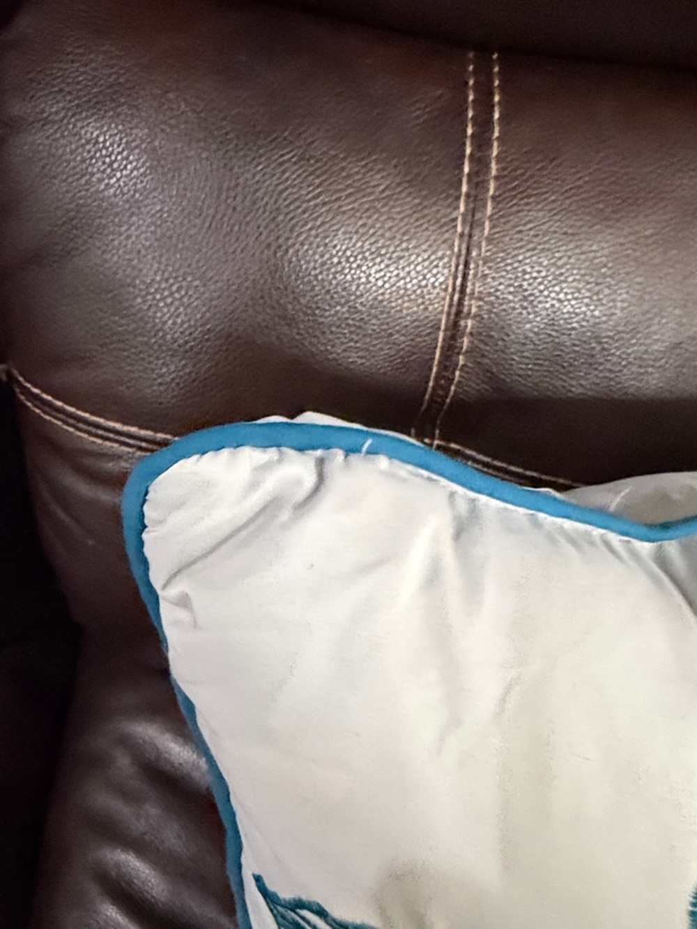 Teal Floral Embroidered Throw Pillow - Unbranded - Picture 3 of 3